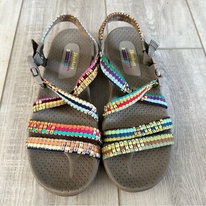 Skechers Women's Reggae-Sew Me-Boho Woven Strappy Slingback Sandal